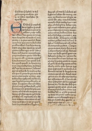 Eusebius Pa[m]phili de eua[n]gelica preparac[i]o[n]e ex greco in latinu[m] translatus Incipit. Eusebius, c. 260-c. 340.