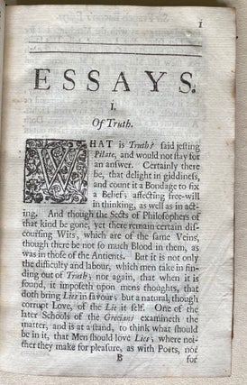 The essays or counsels, civil and moral, of Sir Francis Bacon, Lord Verulam, Viscount St Alban. With a table of the colours of good & evil. Whereunto is added the wisdom of the antients. Enlarged by the honourable author himself; and now more exactly published.