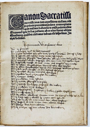 Item #808 Expositio Canonis Missae. De Porta Balthasar, fl. 1487- 1499
