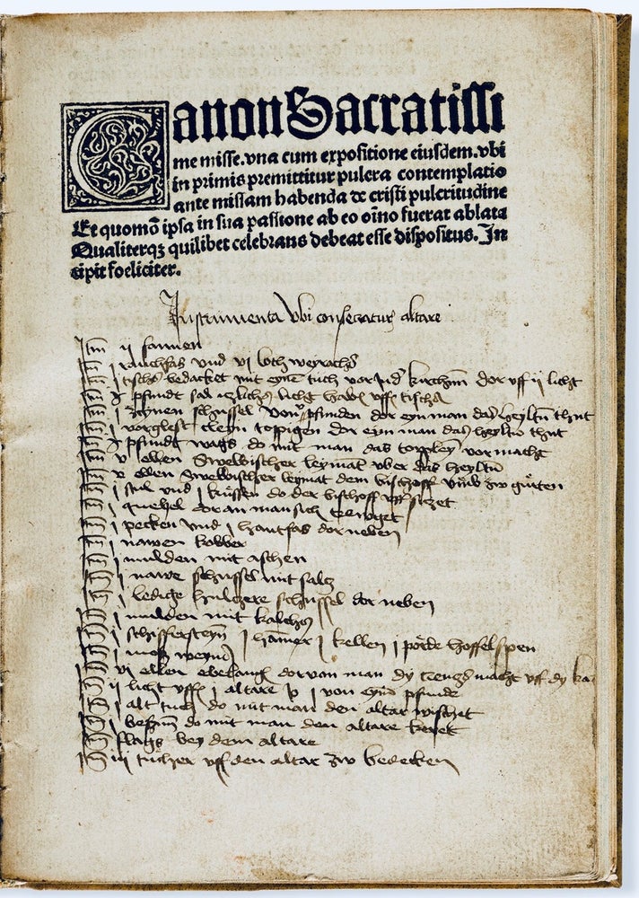 Item #808 Expositio Canonis Missae. De Porta Balthasar, fl. 1487- 1499.