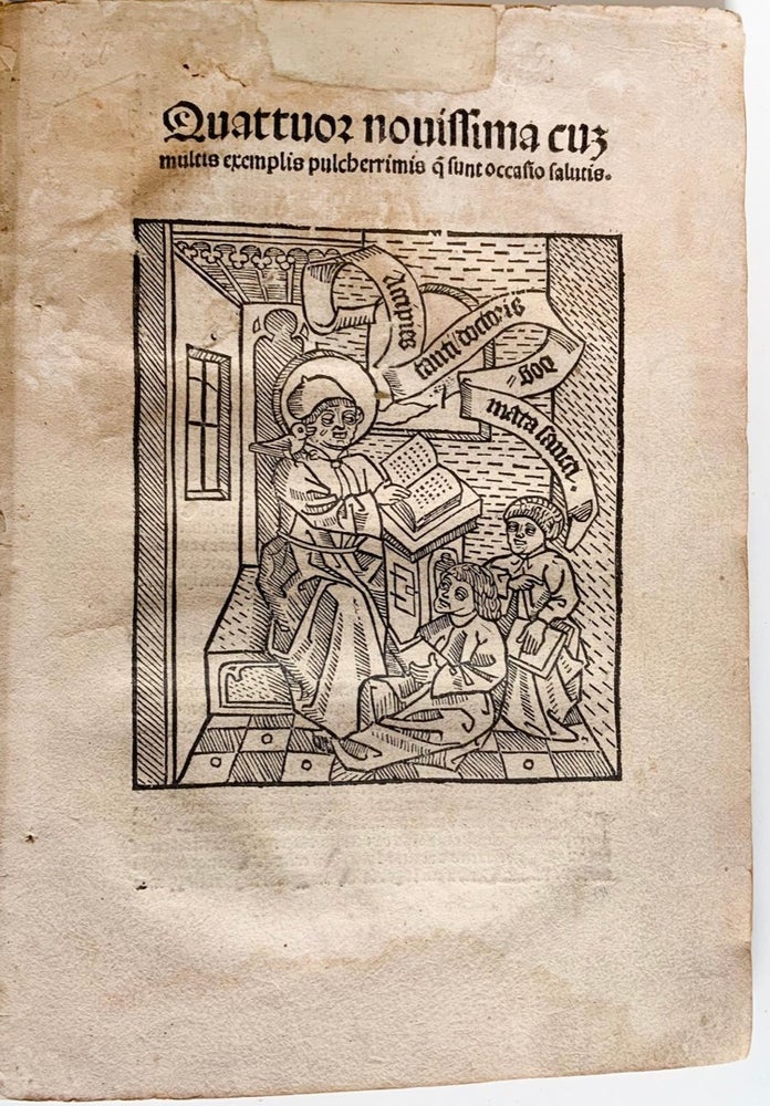 Item #851 Quattuor novissima cum multis exemplis pulcherrimis que sunt occasio salutis. Gérard de Vliederhoven, to Dionysius Carthusiensis, ƒl end of the14th -early15th centuries.