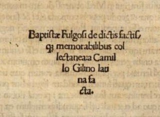 Item #856 De Dictis Factisque Memorabilibus collectanea: a Camillo Gilino latina facta. Baptistae...