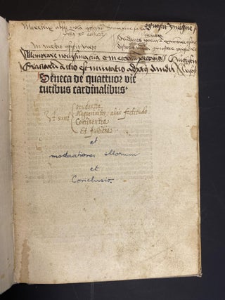Seneca de quattuor virtntibus [sic] cardinalibus cū cōmēto. with [German transl....