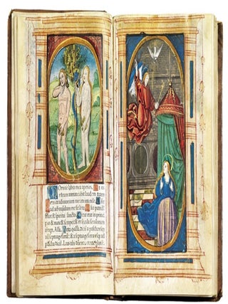 Hore diuine virginis Marie secundum vsum Romanum cum alijs multis folio sequenti notatis vna cum figuris Apocalipsis & destructio Hierusalem & multis figuris, Biblie insertis.