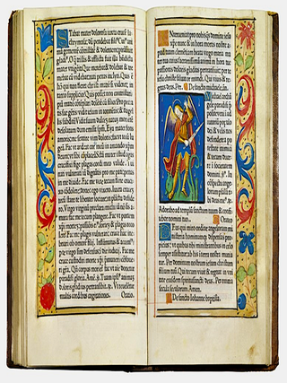Hore diuine virginis Marie secundum vsum Romanum cum alijs multis folio sequenti notatis vna cum figuris Apocalipsis & destructio Hierusalem & multis figuris, Biblie insertis.