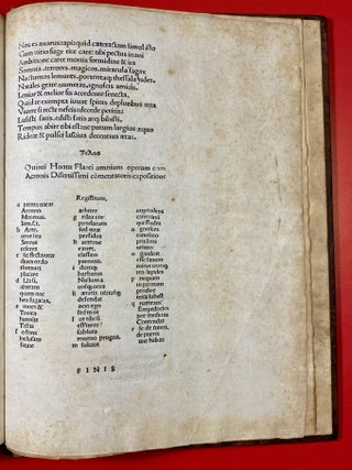 Horatius Flaccus, Quintus: Opera. Comm: (Pseudo-) Acron & Pomponius Porphyrio. Ed: Ludovicus de Strazarolis and Raphael Regius